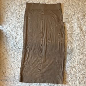 Beige Bodycon Midi Skirt